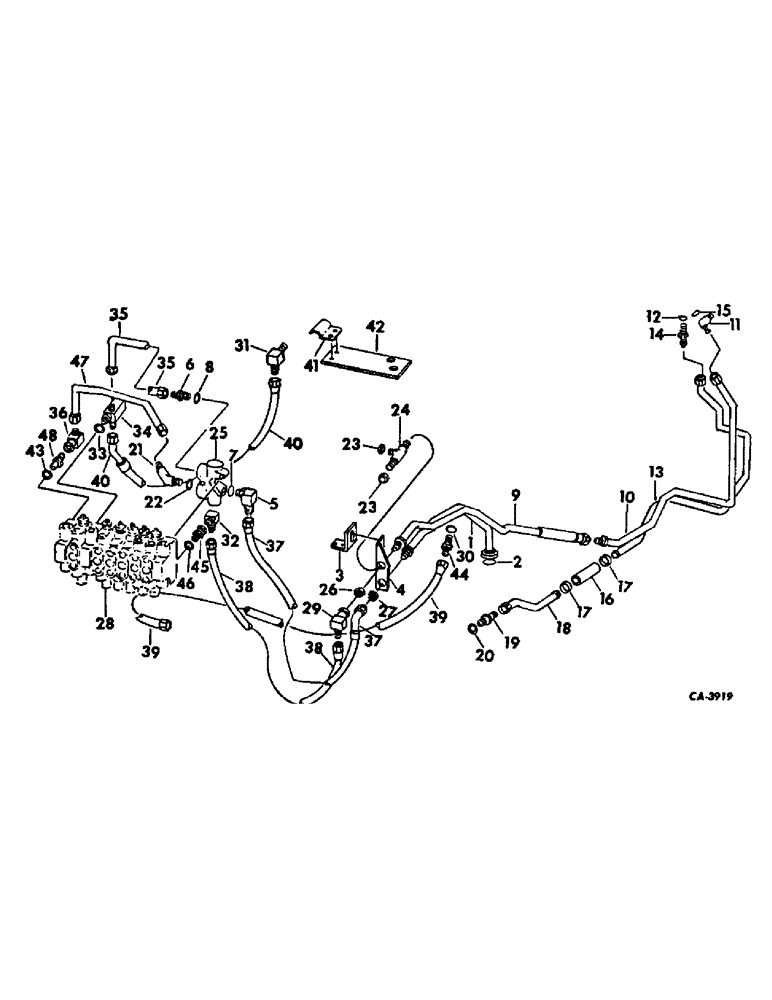 Схема запчастей Case IH 574 - (10-42) - HYDRAULICS, HYDRAULIC POWER SUPPLY, 2500 SERIES A TRACTORS WITH BACKHOE (07) - HYDRAULICS