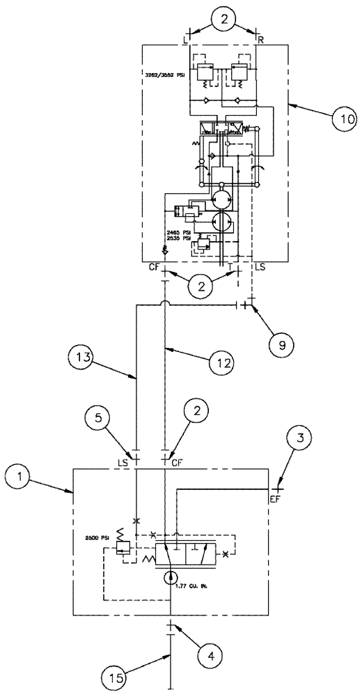 Схема запчастей Case IH TITAN 4520 - (06-007) - STEERING VALVE/PUMP GROUP (07) - HYDRAULICS