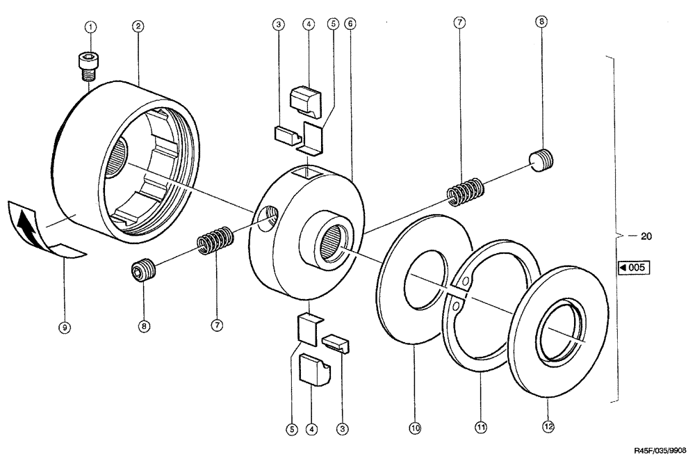 Схема запчастей Case IH RU450 - (0035) - CUT-OUT CLUTCH (58) - ATTACHMENTS/HEADERS