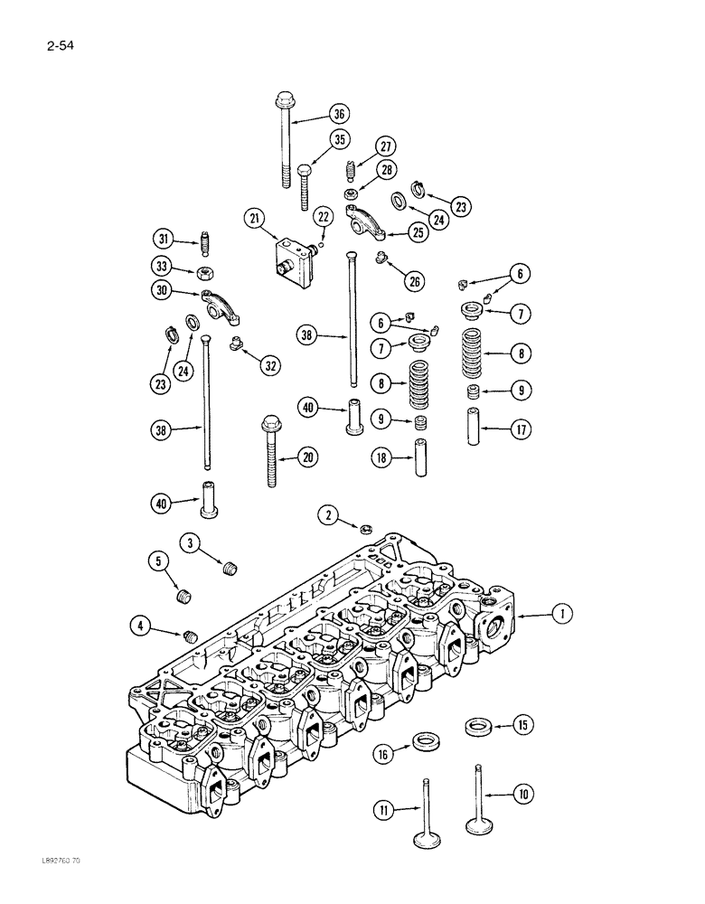 Схема запчастей Case IH 1822 - (2-54) - CYLINDER HEAD AND VALVE MECHANISM 6TA-590 ENGINE (01) - ENGINE