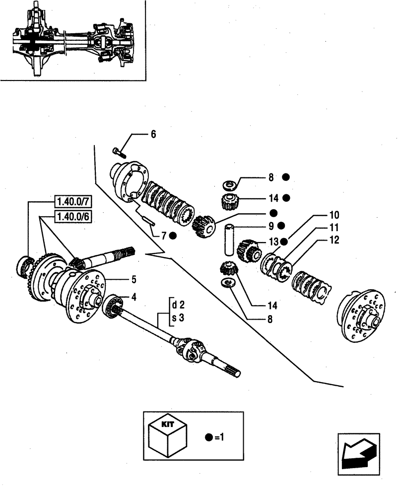 Схема запчастей Case IH JX95 - (1.40.1/07) - (VAR.325) FRONT AXLE - DIFFERENTIAL LIM-SLIP (04) - FRONT AXLE & STEERING