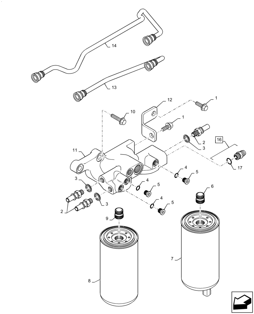 Схема запчастей Case IH MAGNUM 245 - (03-04) - FUEL FILTER AND CONNECTIONS (03) - FUEL SYSTEM