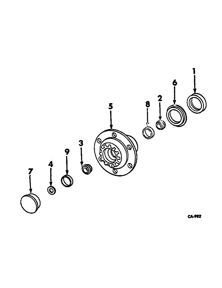 Схема запчастей Case IH 2500 - (14-05) - FRONT WHEEL HUB, BEARINGS AND CAP, ADJUSTABLE FRONT AXLE STRAIGHT Suspension