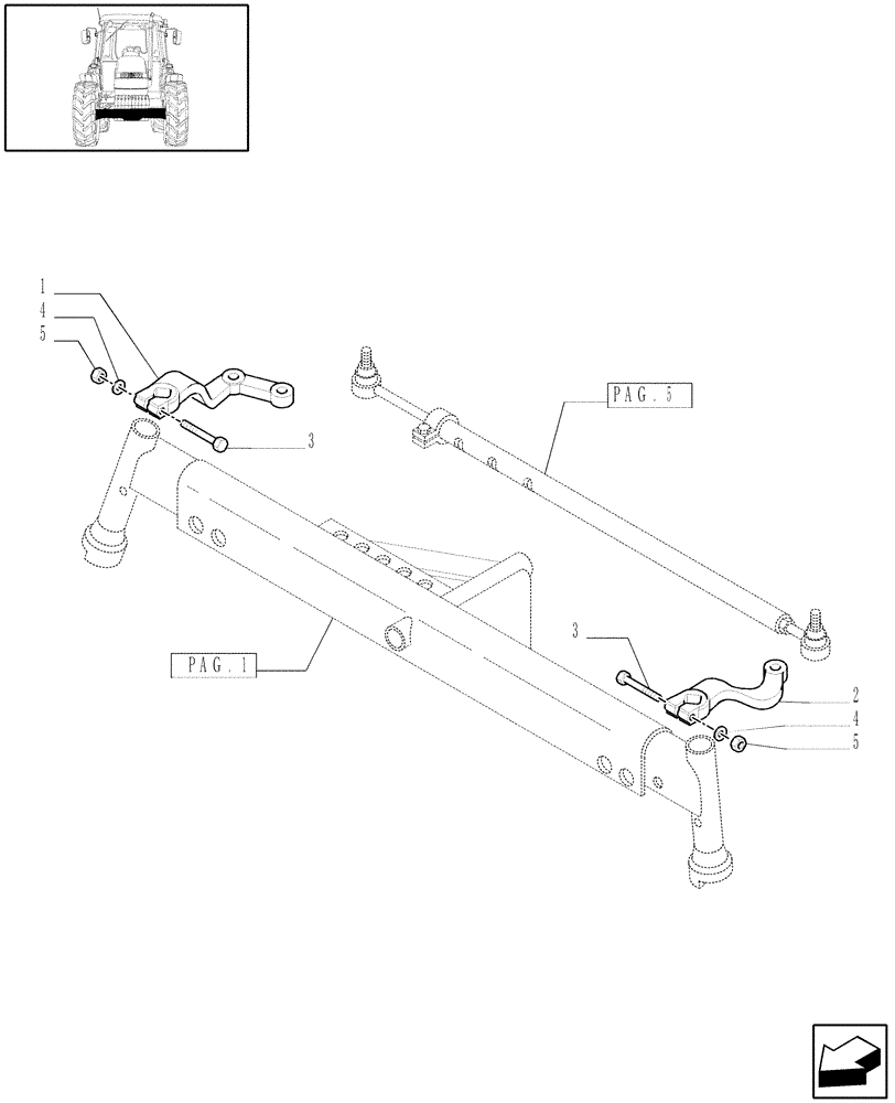 Схема запчастей Case IH JX90 - (1.41.0/01[04]) - 2WD FRONT AXLE - LEVERS - FOR HIGH CLEARANCE VERSION (04) - FRONT AXLE & STEERING