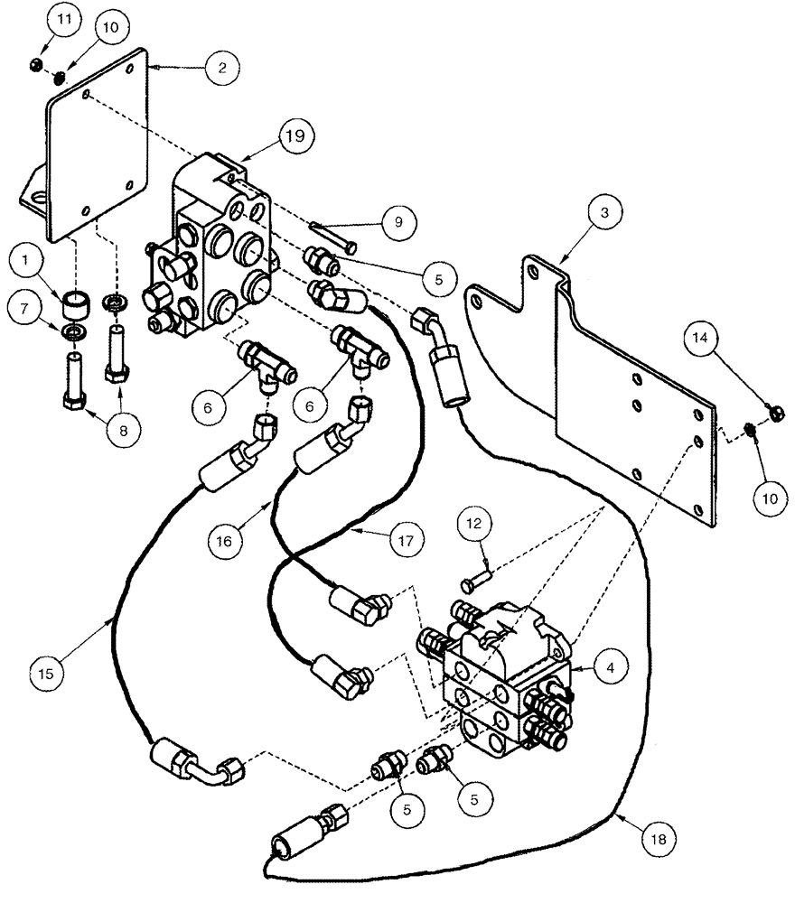 Схема запчастей Case IH L505 - (08-35) - MOUNTING BRACKETS EXTERNAL VALVE 2 Function - CX70 - CX100 With Self Leveling (08) - HYDRAULICS