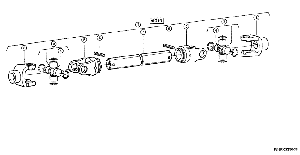 Схема запчастей Case IH RU450 - (0032) - UNIVERSAL DRIVE SHAFT, LAID MAIZE AUGER (58) - ATTACHMENTS/HEADERS