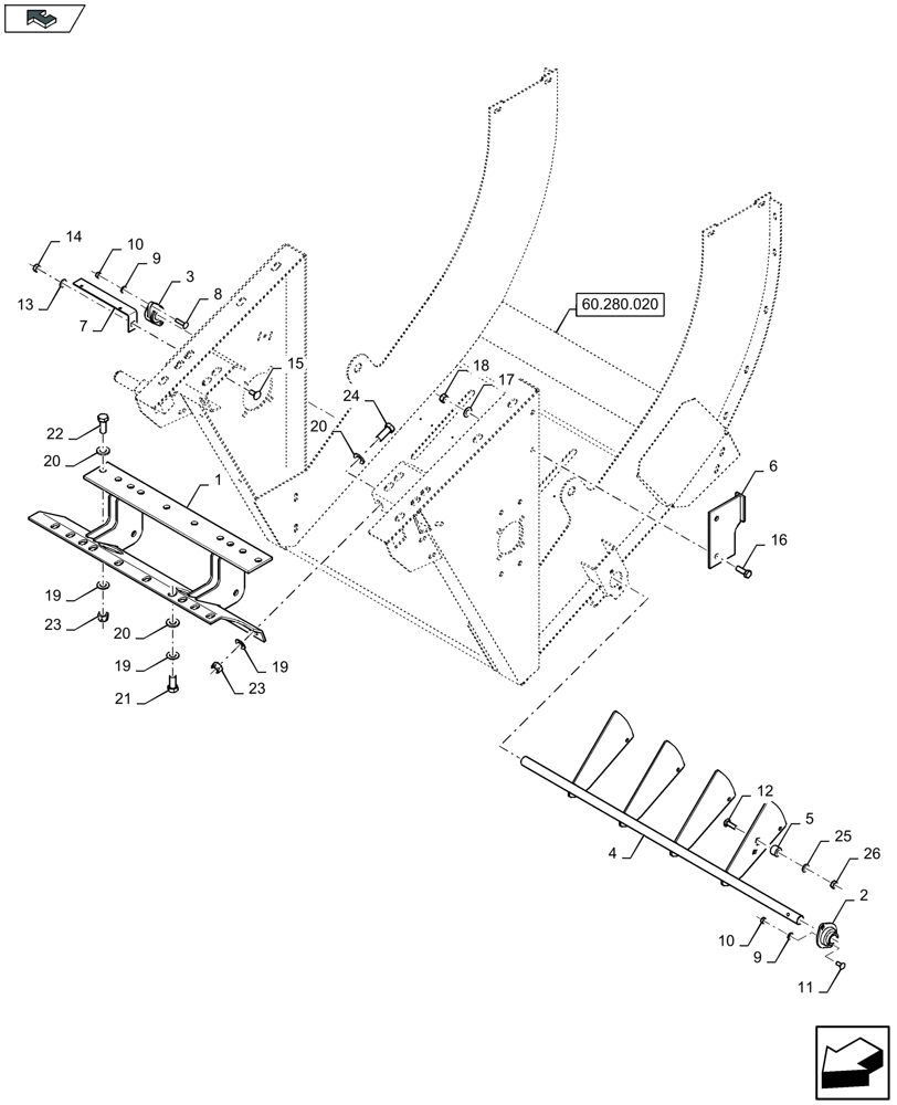 Схема запчастей Case IH LB334S - (60.280.030) - FEED CHAMBER, SHAFT (60) - PRODUCT FEEDING