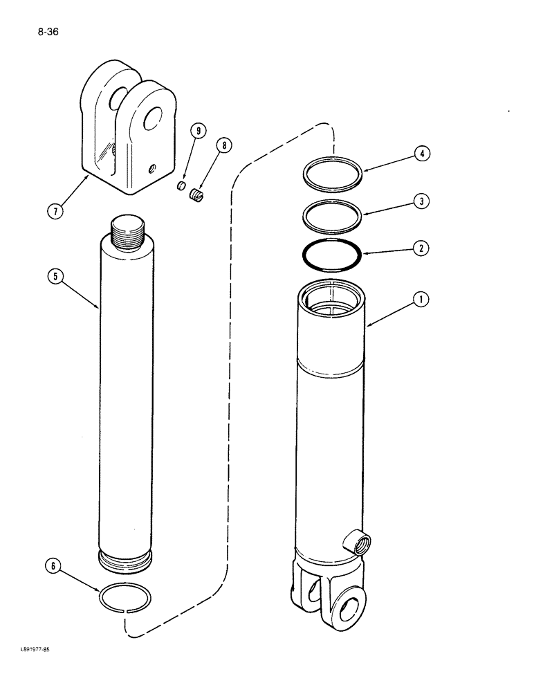 Схема запчастей Case IH 6300 - (8-36) - LIFT CYLINDER ASSEMBLY, MARKER LIFT, 1345980C1 (08) - HYDRAULICS