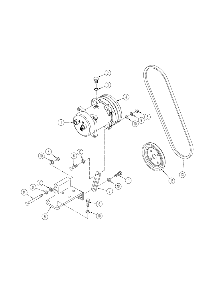 Схема запчастей Case IH STX330 - (09-39) - AIR CONDITIONING - COMPRESSOR MOUNTING (09) - CHASSIS