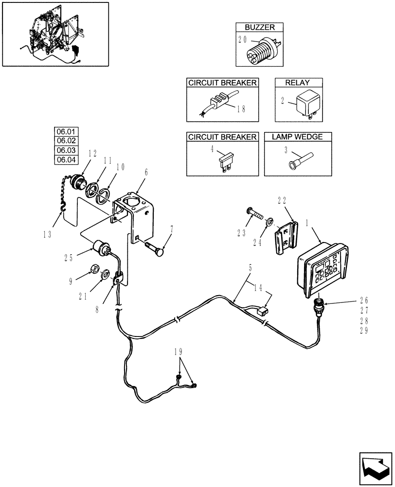 Схема запчастей Case IH RB564 - (06.32) - ELECTRONIC CONTROL UNIT, NET-TWINE, NORTH AMERICA (06) - ELECTRICAL SYSTEMS