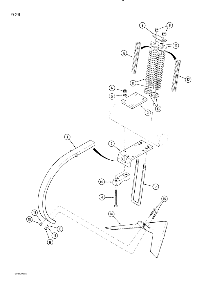 Схема запчастей Case IH 1840 - (9-26) - CUSHION CLAMP AND SHANK, 25 INCH CLEARANCE 