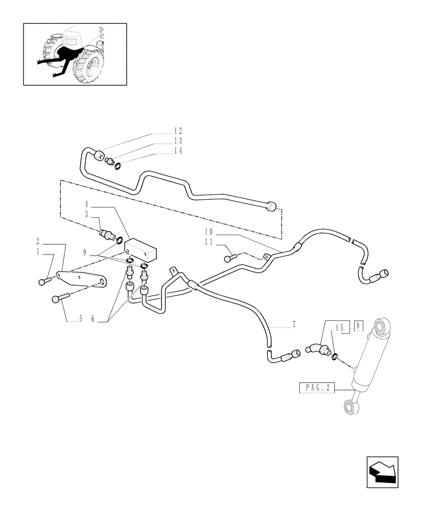 Схема запчастей Case IH JX1085C - (1.81.9[04]) - (VAR.838) FRONT PTO LIFT FOR MDC - PIPES (07) - HYDRAULIC SYSTEM