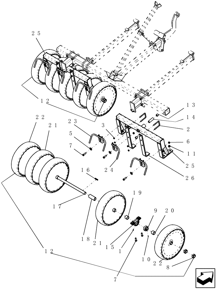 Схема запчастей Case IH ATX700 - (06.090.1) - PACKER, OUTER WING - 12" SPACING Packer Gang Assemblies and Frames