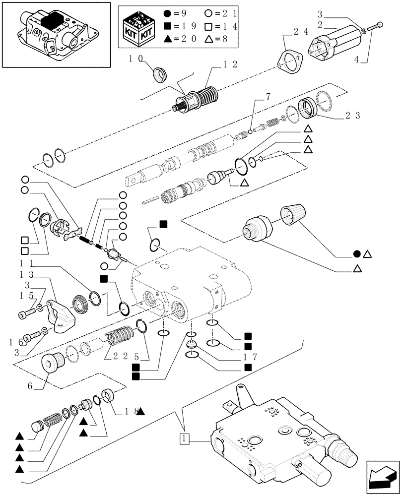 Схема запчастей Case IH MXU110 - (1.82.7/ M) - VALVE CONTROL - BREAKDOWN - D5504 (07) - HYDRAULIC SYSTEM