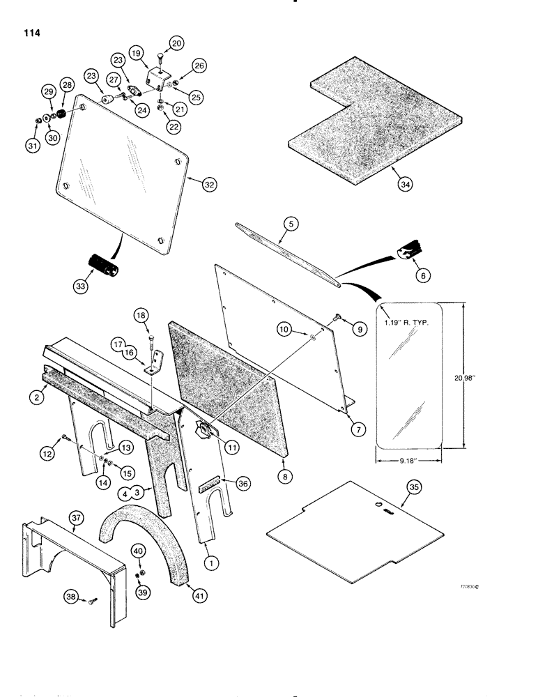 Схема запчастей Case IH 1816C - (114) - NOISE CONTROL PARTS, SHEET METAL, PADS, AND WINDOWS (09) - CHASSIS/ATTACHMENTS