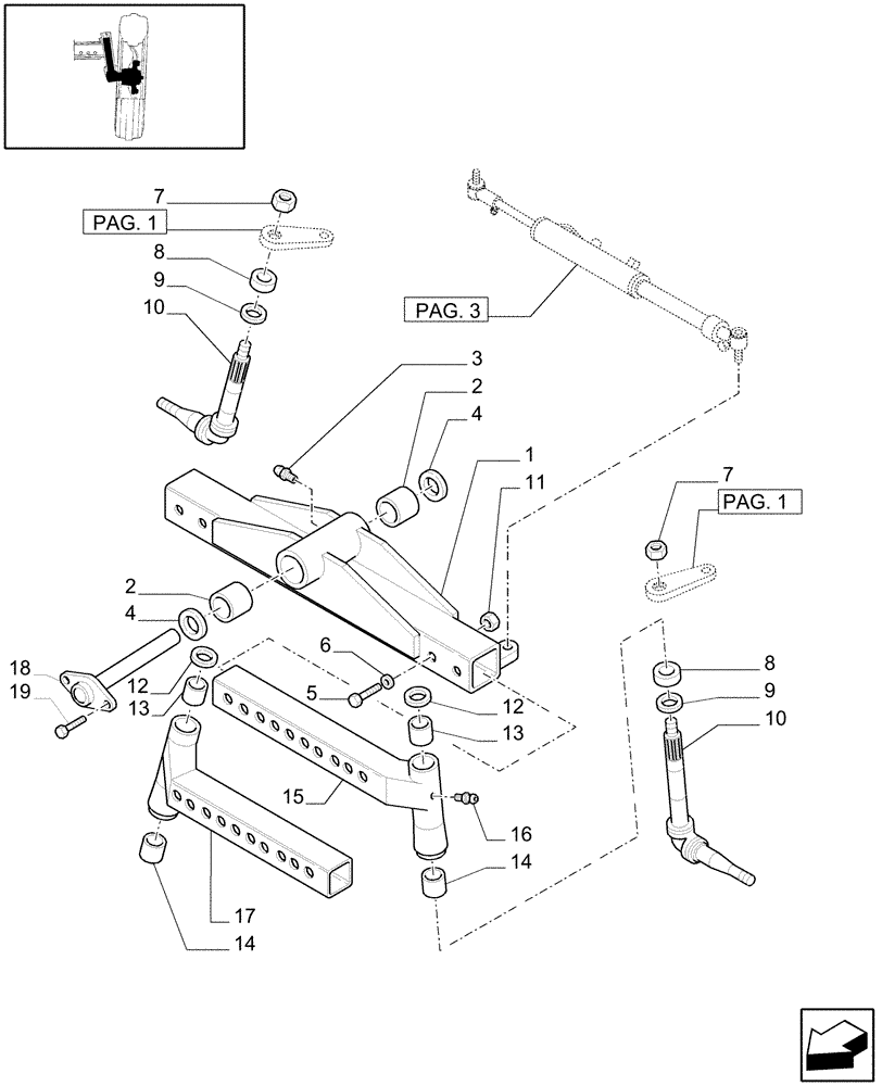 Схема запчастей Case IH MXU110 - (1.41.0/03[02]) - (VAR.417) 2WD HEAVY DUTY FRONT AXLE - BODY (04) - FRONT AXLE & STEERING