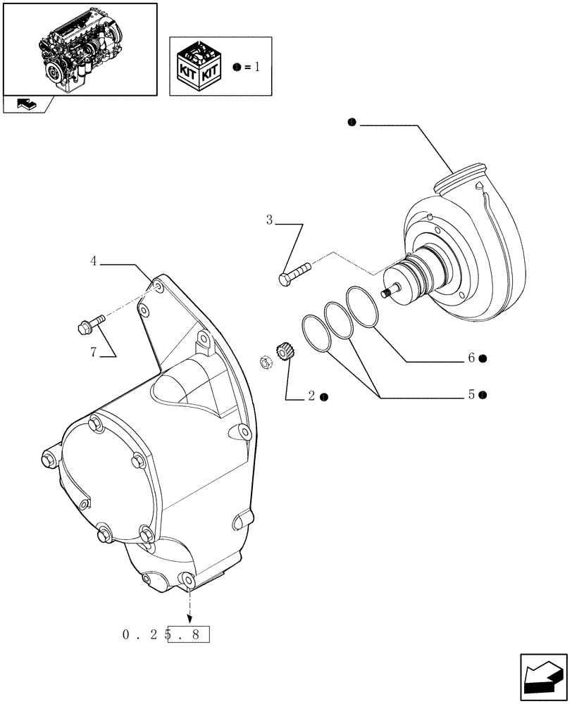 Схема запчастей Case IH F3CE0684E E004 - (0.25.4) - HYDRAULIC COUPLING AND POWER TURBINE - TURBOCOMPOUND (504292934-504227236) 