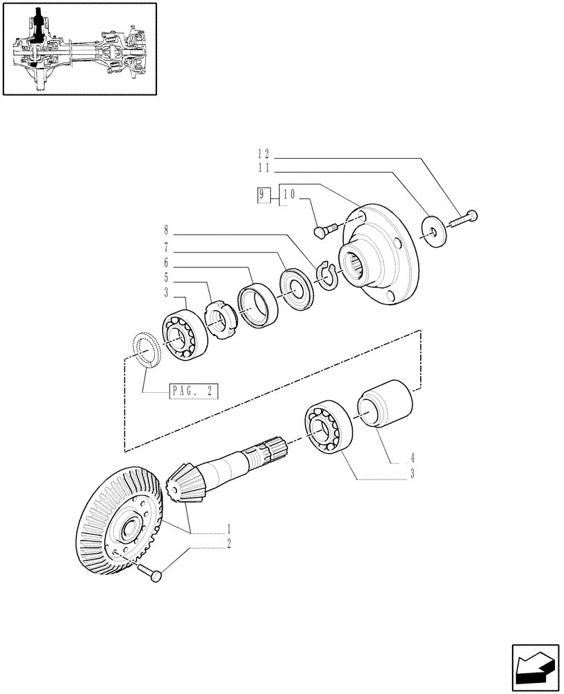 Схема запчастей Case IH MAXXUM 115 - (1.40. 8/06[01]) - (CL.4) SUSPENDED FRONT AXLE W/MULTI-PLATE DIFF. LOCK AND ST. SENSOR - BEVEL GEAR PAIR - C6758 (VAR.330429) (04) - FRONT AXLE & STEERING