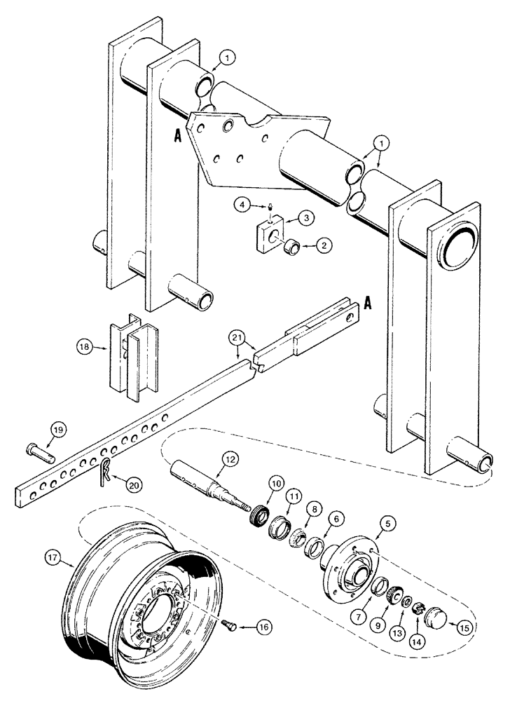 Схема запчастей Case IH 485 - (9-04) - TRANSPORT LIFT AXLE (09) - CHASSIS/ATTACHMENTS