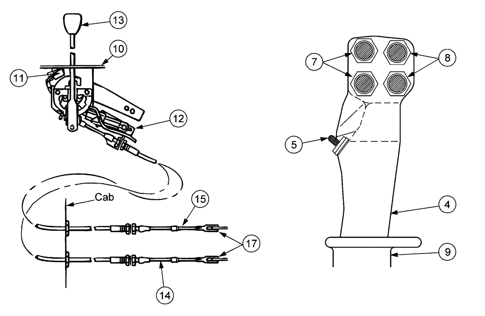 Схема запчастей Case IH SPX2130 - (01-003) - THROTTLE & HYDROSTAT Cab Interior