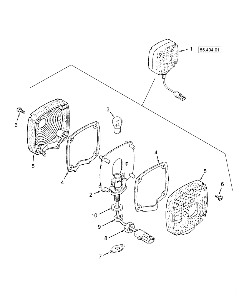 Схема запчастей Case IH 3016 - (55.404.02) - WARNING LAMP ASSEMBLY (55) - ELECTRICAL SYSTEMS