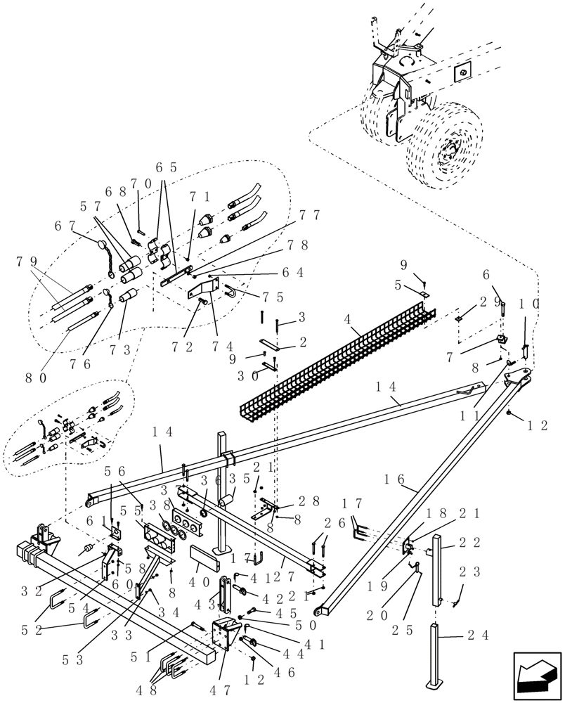 Схема запчастей Case IH ADX2180 - (H.10.B[02]) - TOW BEHIND FIELD HITCH (ASN CBJ0004434) F - Frame Positioning