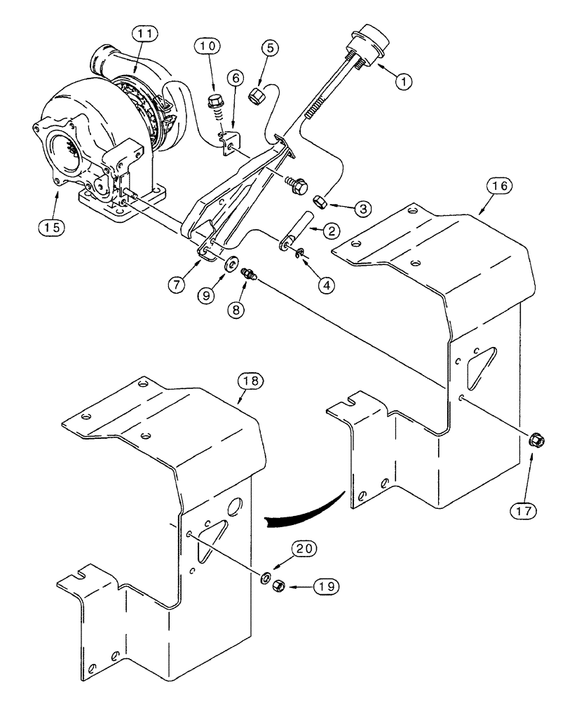 Схема запчастей Case IH 7250 - (2-052) - WASTEGATE ACTUATOR, 6TA-830 ENGINE, PRIOR TO TRACTOR PIN JJA0064978 (02) - ENGINE