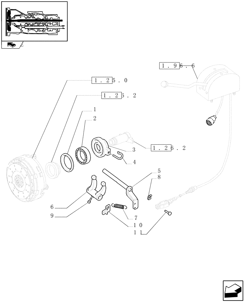 Схема запчастей Case IH FARMALL 85U - (1.26.5) - POWER TAKEOFF CONTROL - FRICTION CLUTCH (03) - TRANSMISSION