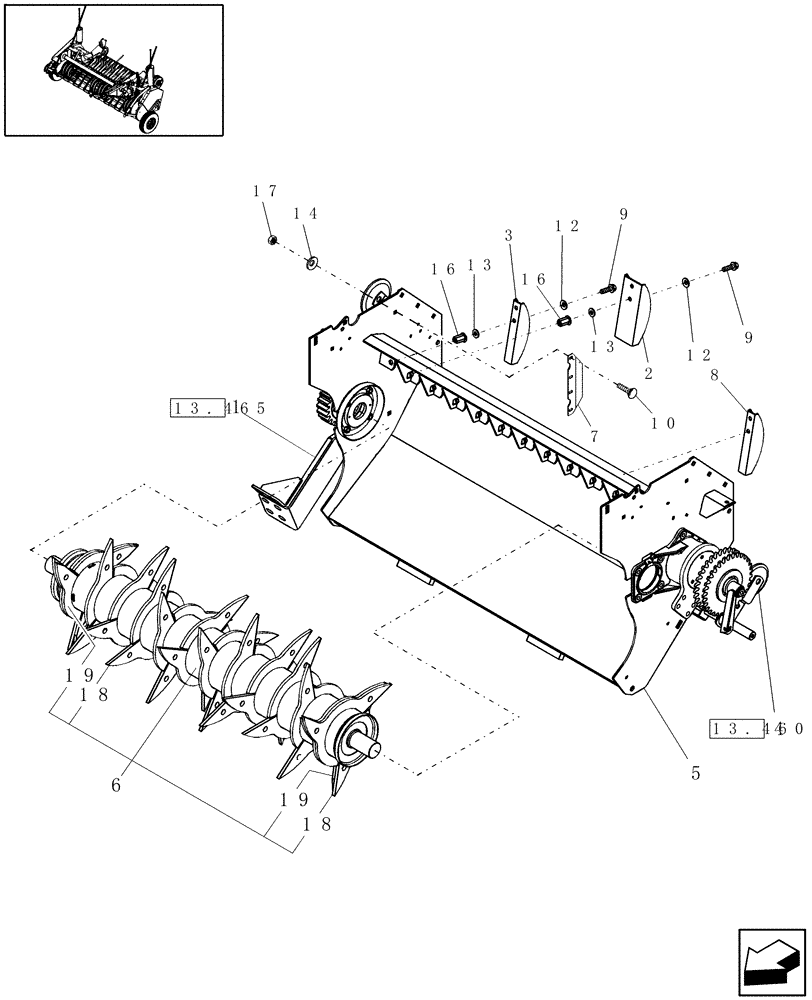 Схема запчастей Case IH RBX452 - (13.620) - ROTOR FEEDER (13) - FEEDER