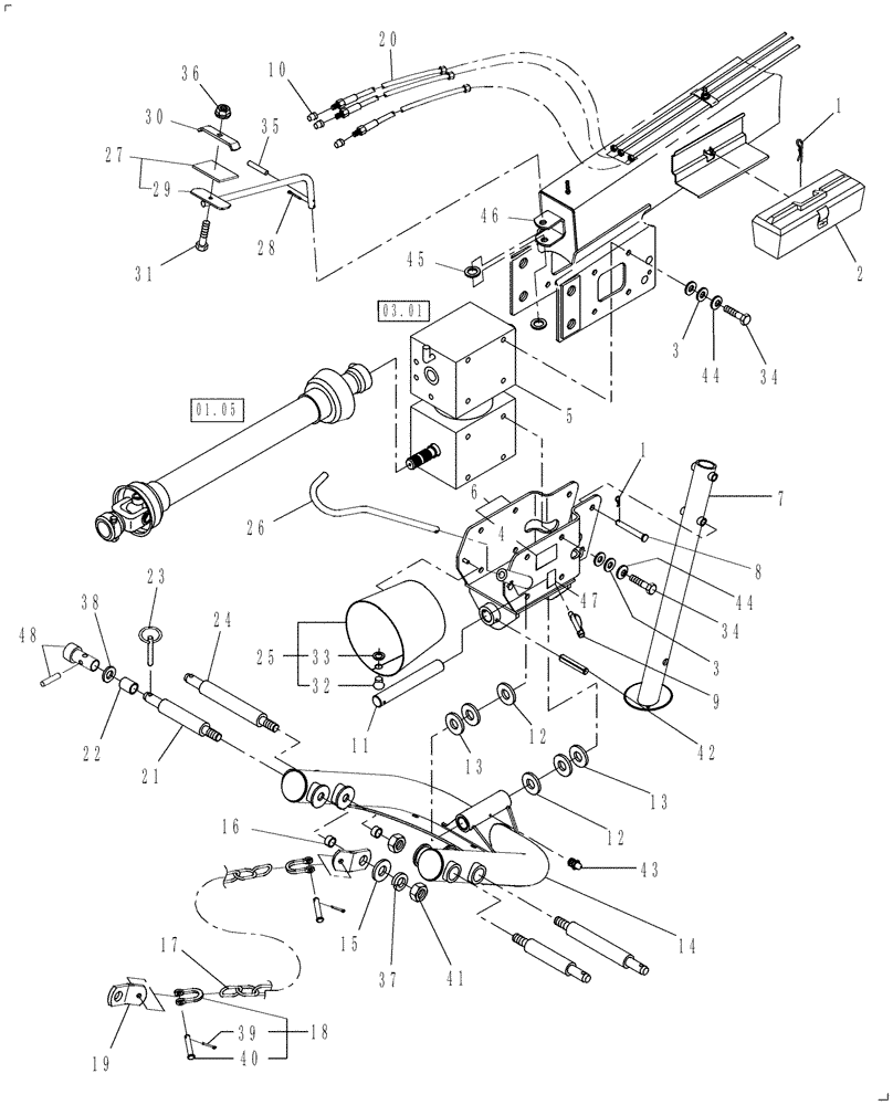 Схема запчастей Case IH DC132F - (12.09) - 2 POINT SWIVEL HITCH (12) - MAIN FRAME