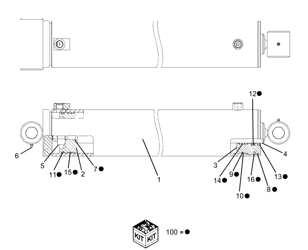 Схема запчастей Case IH 1260 - (35.116.08[01]) - HYDRAULIC CYLINDER 87671037 - 4 1/2" X 18" PHASE BEFORE 02/2010 (35) - HYDRAULIC SYSTEMS