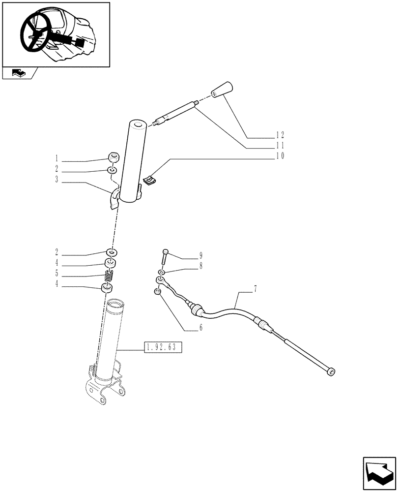 Схема запчастей Case IH FARMALL 90 - (1.92.10[01]) - THROTTLE CONTROL LINKAGE (10) - OPERATORS PLATFORM/CAB