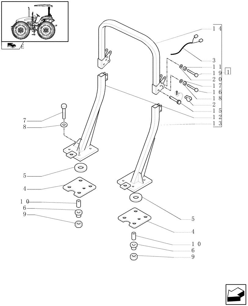 Схема запчастей Case IH FARMALL 95 - (1.92.89/03) - COLLAPSABLE ROPS - FOR HIGH CLEARANCE VERSION (10) - OPERATORS PLATFORM/CAB