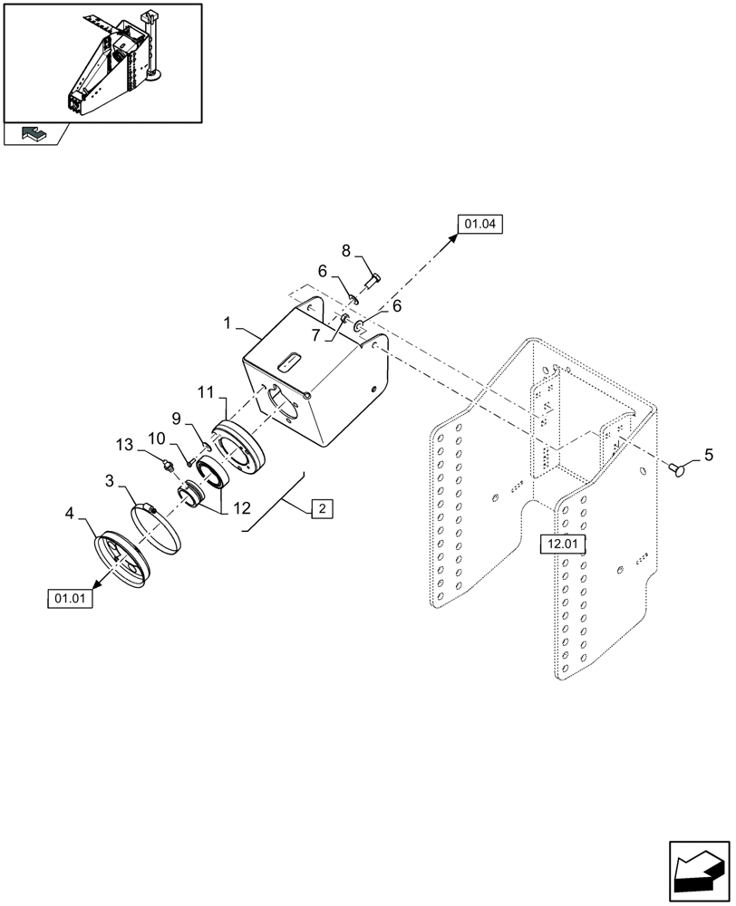 Схема запчастей Case IH LB333P - (01.02[01]) - POWER TAKE-OFF, HITCH FRAME (01) - POWER TAKE OFF