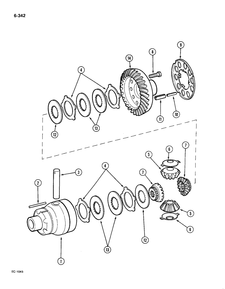 Схема запчастей Case IH 585 - (6-342) - DIFFERENTIAL, 4 WHEEL DRIVE, APL-325, P.I.N. 18001 AND AFTER (06) - POWER TRAIN