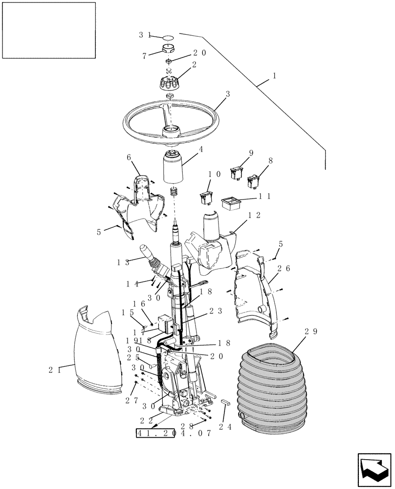 Схема запчастей Case IH 7120 - (41.204.06) - STEERING COLUMN, EXTERNAL COMPONENTS (41) - STEERING