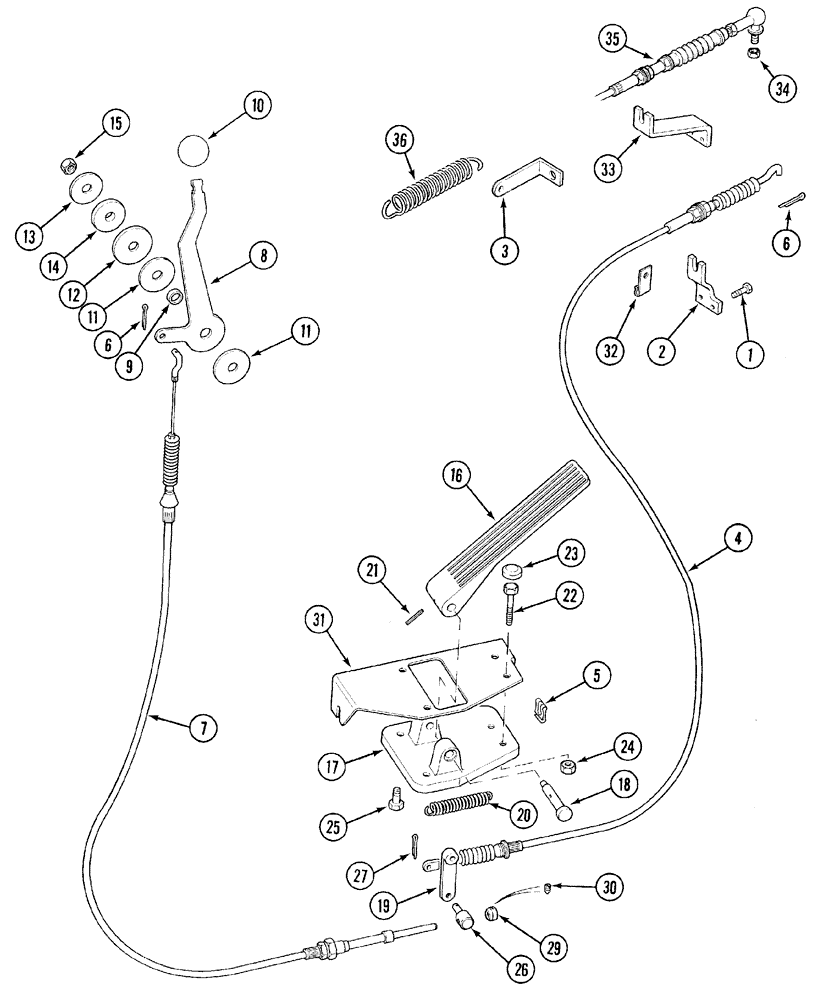 Схема запчастей Case IH 5130 - (3-008) - THROTTLE, HAND LEVER AND FOOT PEDAL (03) - FUEL SYSTEM