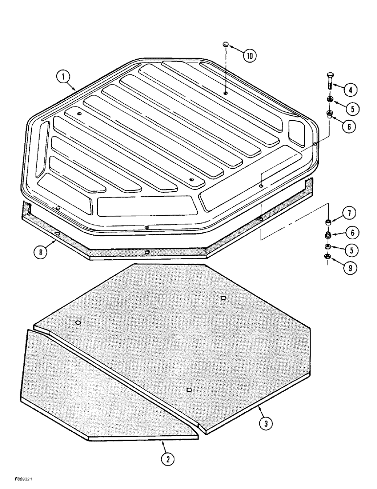 Схема запчастей Case IH 9380 - (9-044) - ROOF CAP, CAB AND ROPS (09) - CHASSIS/ATTACHMENTS