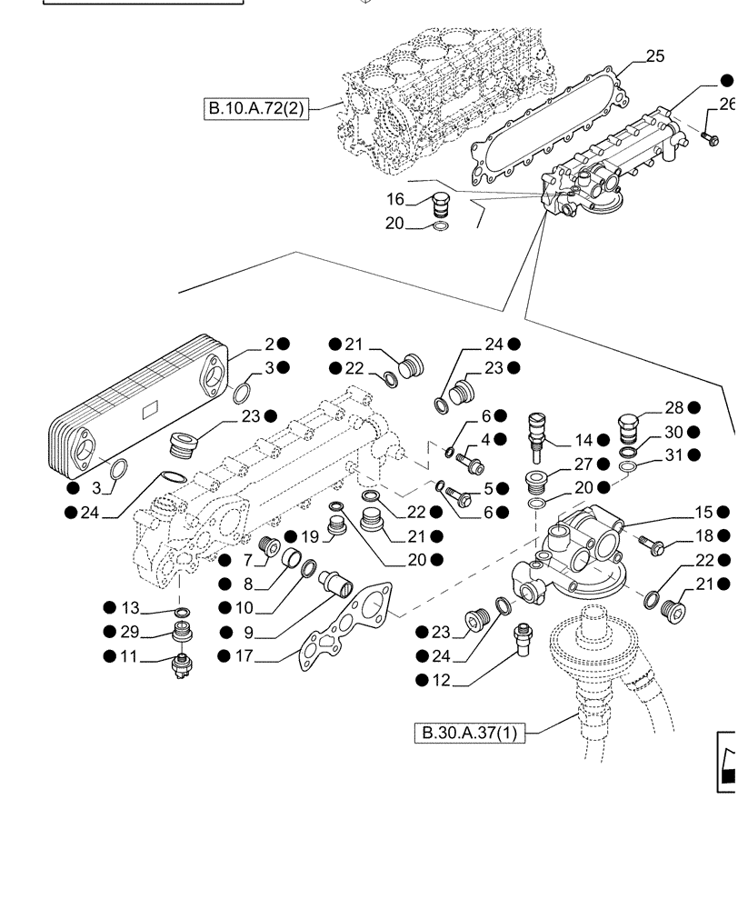 Схема запчастей Case IH AFX8010 - (B.60.A.32[2]) - ENGINE OIL COOLER B - Power Production