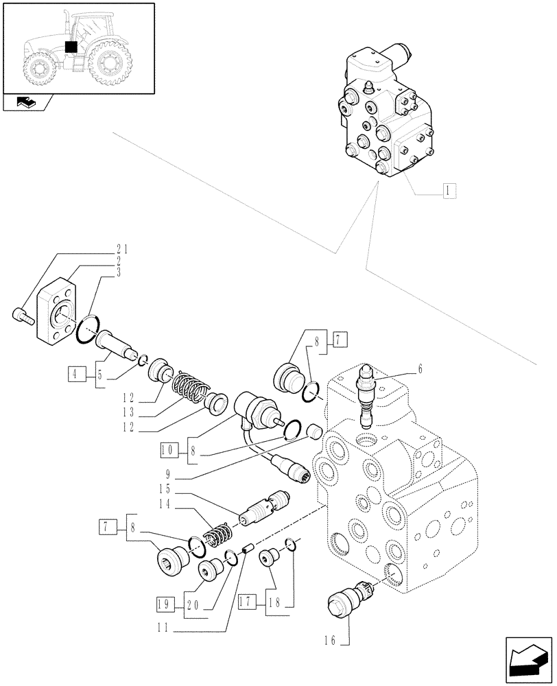 Схема запчастей Case IH PUMA 210 - (1.95.5/01C[02]) - VALVE - BREAKDOWN (10) - OPERATORS PLATFORM/CAB