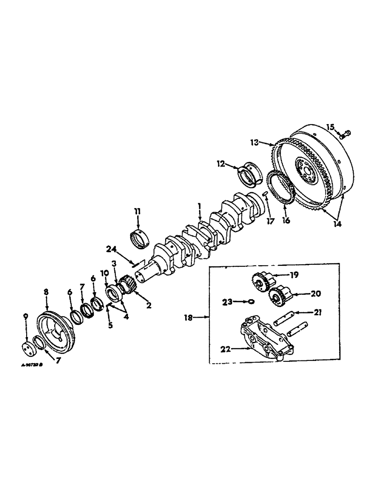 Схема запчастей Case IH 674 - (12-30) - CRANKSHAFT, FLYWHEEL AND BEARINGS Power