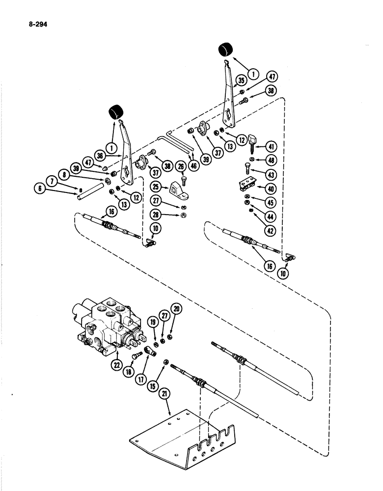 Схема запчастей Case IH 4894 - (8-294) - REMOTE HYDRAULIC CONTROLS, TWO CIRCUIT SYSTEM (08) - HYDRAULICS