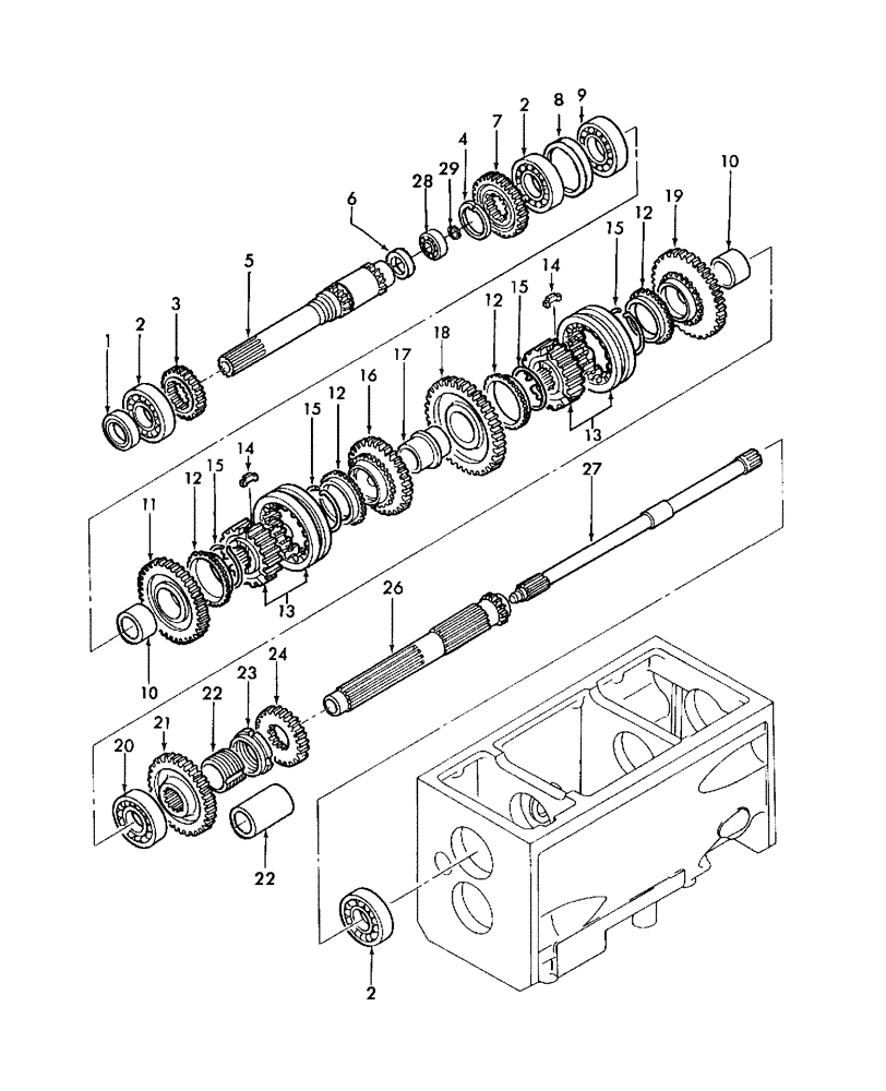 Схема запчастей Case IH DX40 - (03.07) - FRONT TRANSMISSION GEARS, UPPER 12X12 (03) - TRANSMISSION