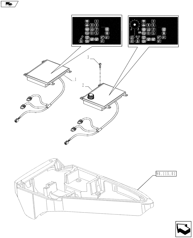 Схема запчастей Case IH QUADTRAC 600 - (55.440.03) - ARMREST CONTROLS - INTEGRATED CONTROL PANEL (55) - ELECTRICAL SYSTEMS