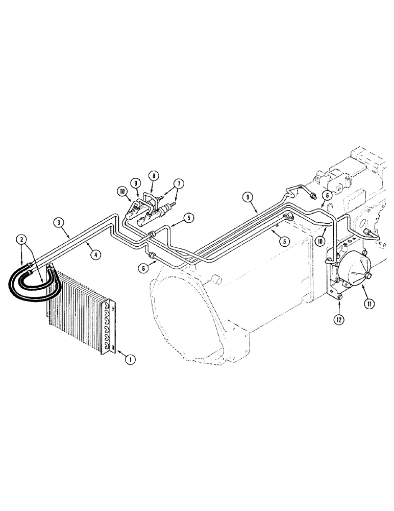 Схема запчастей Case IH 995 - (1-12) - PICTORIAL INDEX, TRACTOR WITHOUT CAB, OIL COOLER AND BRAKE TUBES (00) - PICTORIAL INDEX