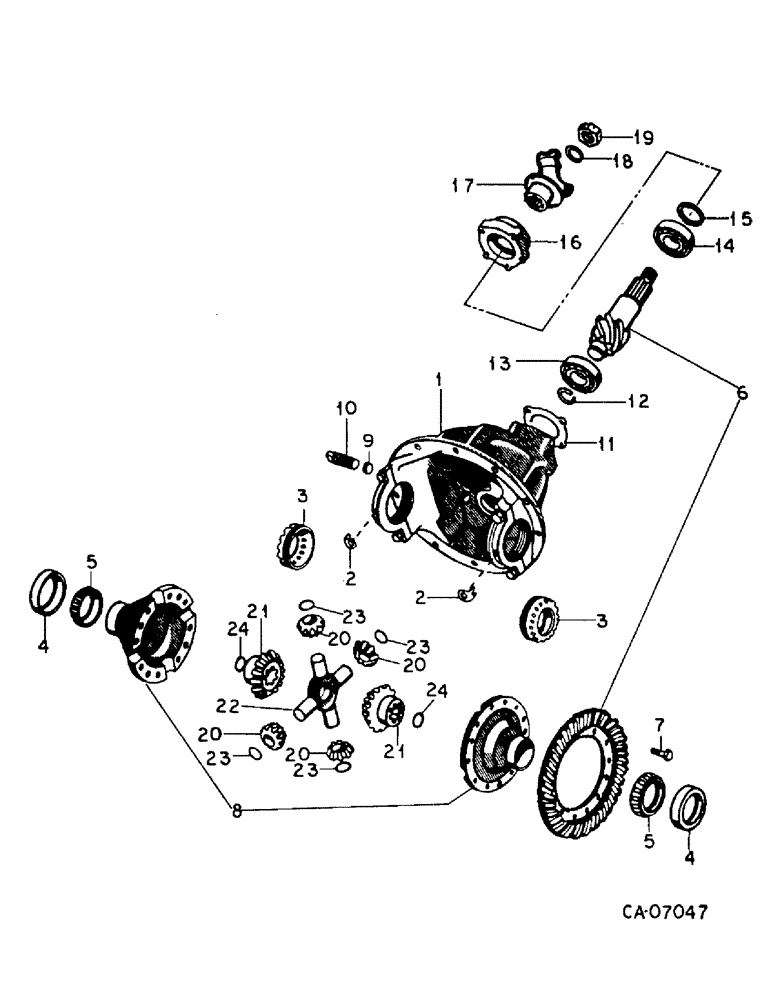 Схема запчастей Case IH 3088 - (07-37) - DRIVE TRAIN, DIFFERENTIAL CARRIER, TRACTORS WITH ALL WHEEL DRIVE, WITH ONE PIECE DRIVE SHAFT (04) - Drive Train