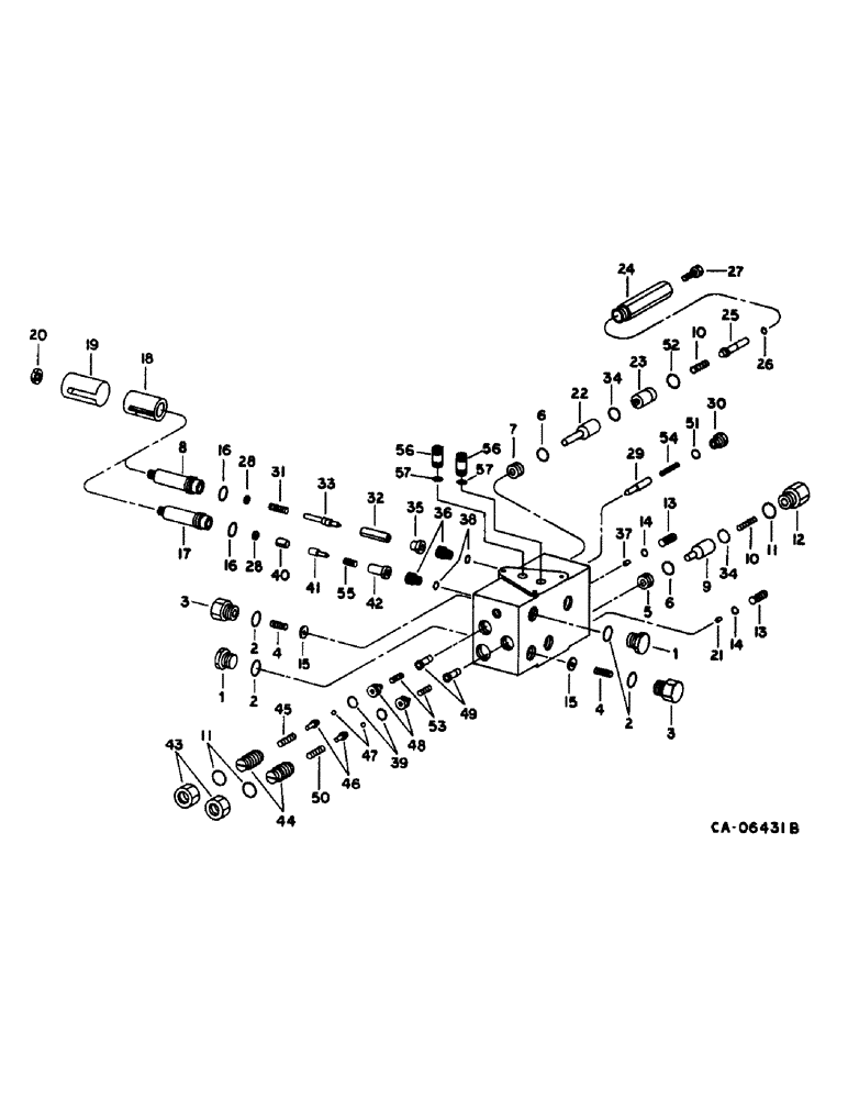 Схема запчастей Case IH 1470 - (10-59) - HYDRAULICS, HEADER VALVE, HEADER LIFT, FEEDER CLUTCH AND STEERING, S.N. 10001 AND ABOVE (07) - HYDRAULICS