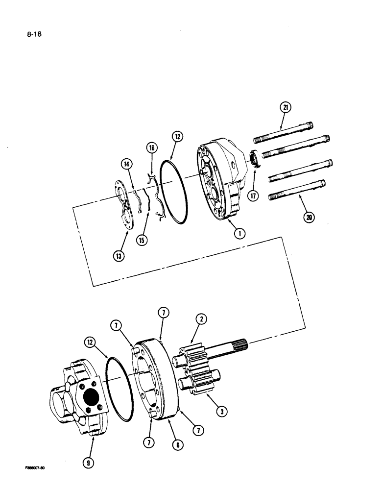 Схема запчастей Case IH 9280 - (8-018) - HYDRAULIC GEAR PUMP ASSEMBLY (08) - HYDRAULICS