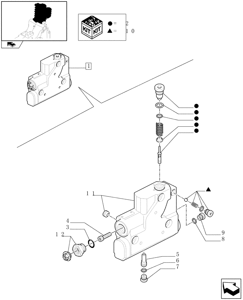 Схема запчастей Case IH PUMA 140 - (1.82.7/04C) - TOP COVER HYDRAULIC VALVE - BREAKDOWN (07) - HYDRAULIC SYSTEM