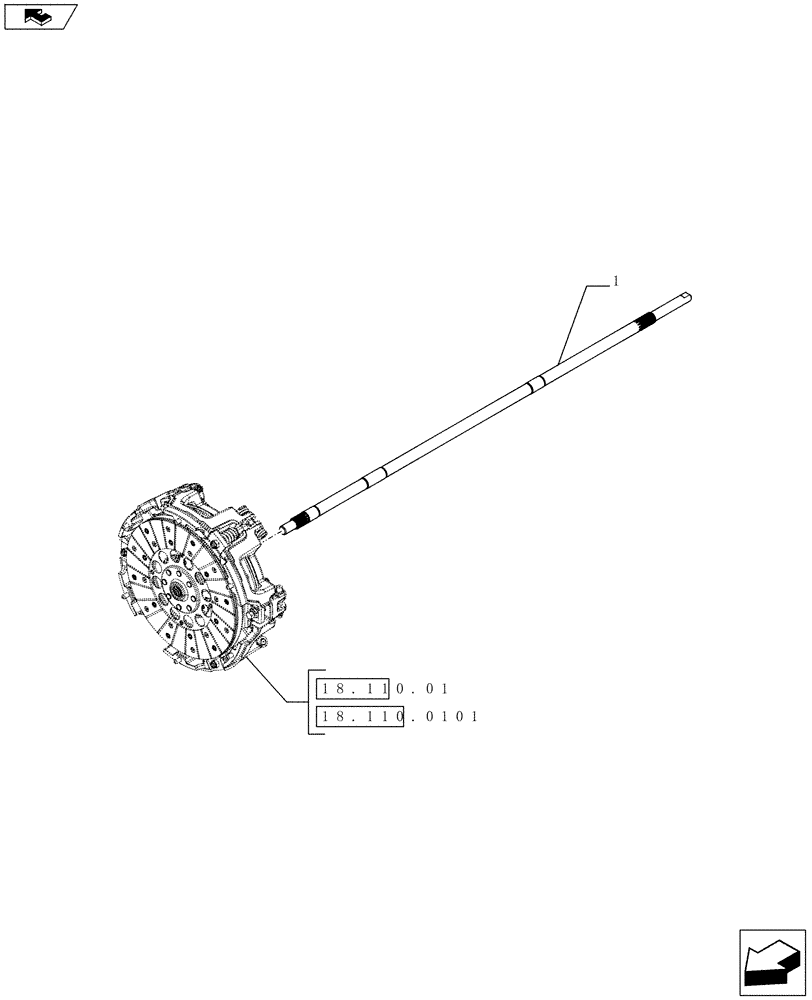 Схема запчастей Case IH FARMALL 75C - (31.110.0201[01]) - POWER TAKE-OFF (540 RPM) FOR POWER SHUTTLE - SHAFT (VAR.332808 / 743565) (31) - IMPLEMENT POWER TAKE OFF